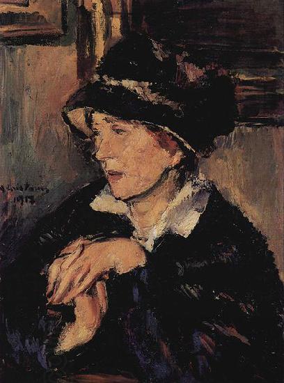 Anton Faistauer Portrat einer Dame mit dunklem Hut oil painting picture